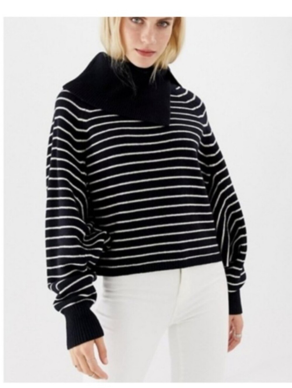 Allsaints Maddie Cropped Roll Neck Sweater NWT Wool Blend